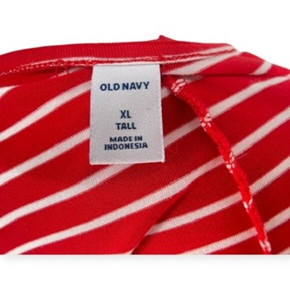 Old Navy Jersey Knit Striped Red & White Swing Dress Long Sleeves XL Tall - Picture 5 of 7
